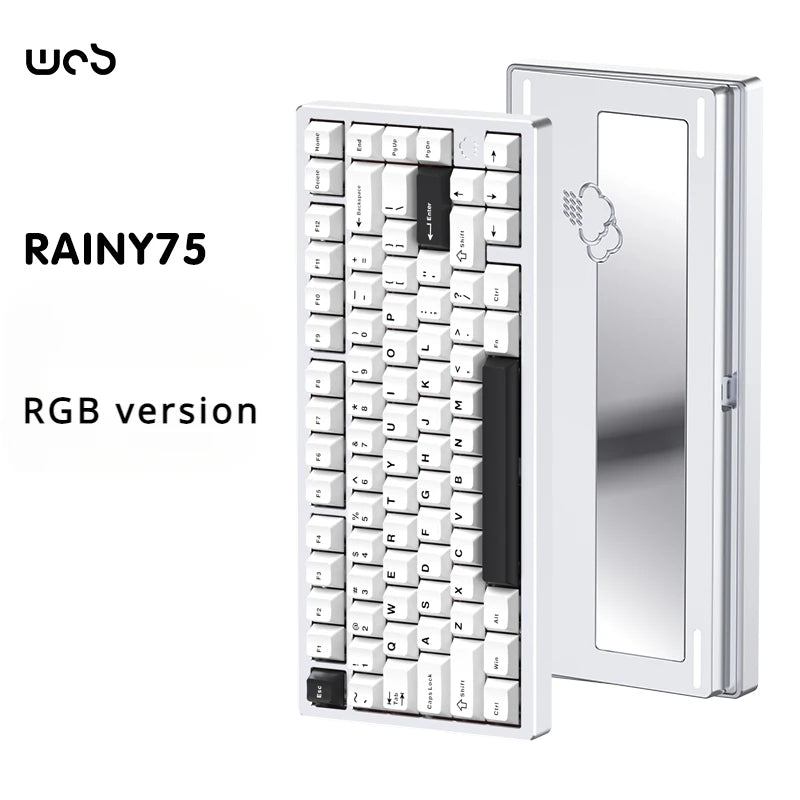 WOB Rainy75 Mechanical Keyboard Wireless Tri-mode Gasket Hot Swap RGB Custom CNC Aluminum Office Gaming Keyboard Gamer Gift