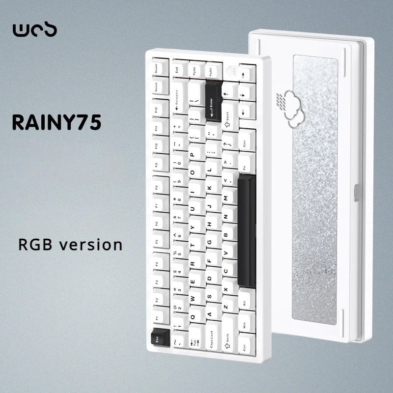 WOB Rainy75 Mechanical Keyboard Wireless Tri-mode Gasket Hot Swap RGB Custom CNC Aluminum Office Gaming Keyboard Gamer Gift