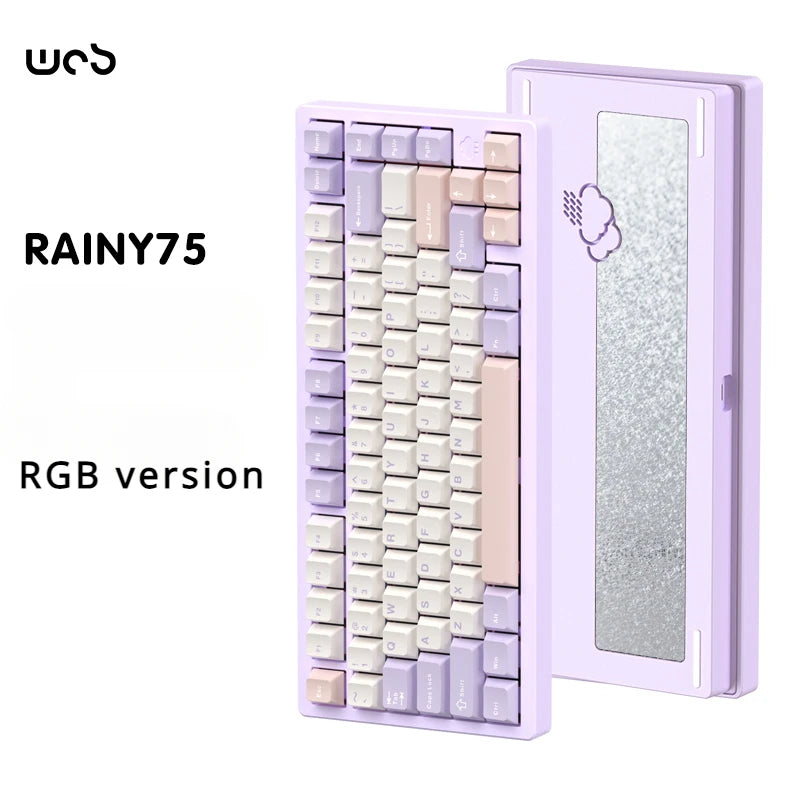 WOB Rainy75 Mechanical Keyboard Wireless Tri-mode Gasket Hot Swap RGB Custom CNC Aluminum Office Gaming Keyboard Gamer Gift