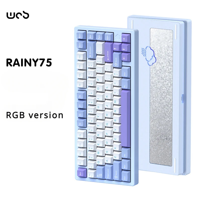 WOB Rainy75 Mechanical Keyboard Wireless Tri-mode Gasket Hot Swap RGB Custom CNC Aluminum Office Gaming Keyboard Gamer Gift