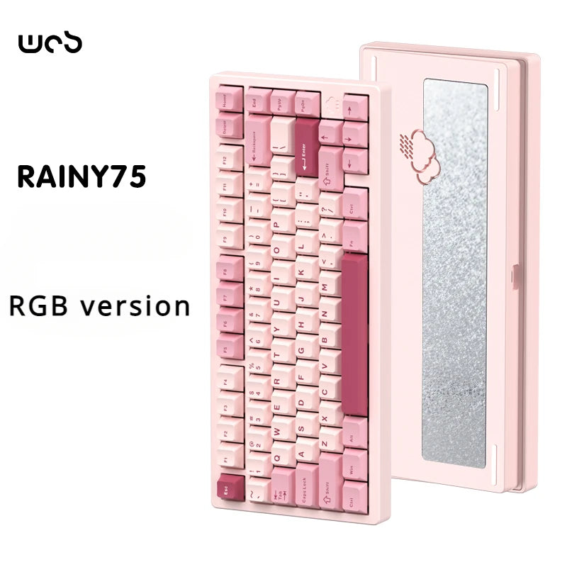 WOB Rainy75 Mechanical Keyboard Wireless Tri-mode Gasket Hot Swap RGB Custom CNC Aluminum Office Gaming Keyboard Gamer Gift