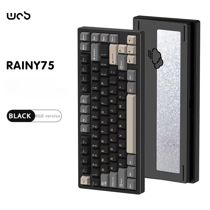 WOB Rainy75 Mechanical Keyboard Wireless Tri-mode Gasket Hot Swap RGB Custom CNC Aluminum Office Gaming Keyboard Gamer Gift