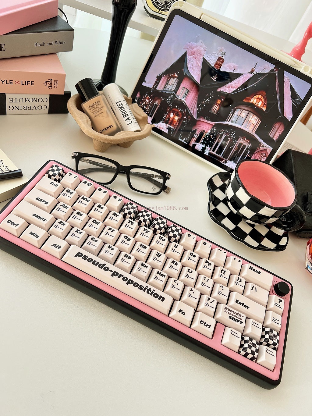 020 Black and White Pseudo Proposition Checkerboard Cherry Profile Keycaps Customized Designer Keycaps