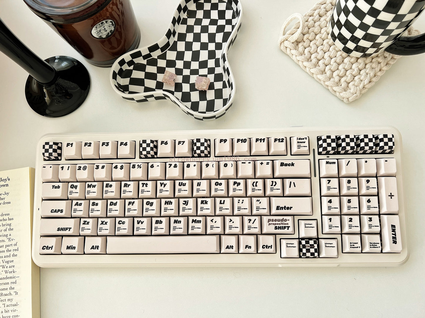 020 Black and White Pseudo Proposition Checkerboard Cherry Profile Keycaps Customized Designer Keycaps