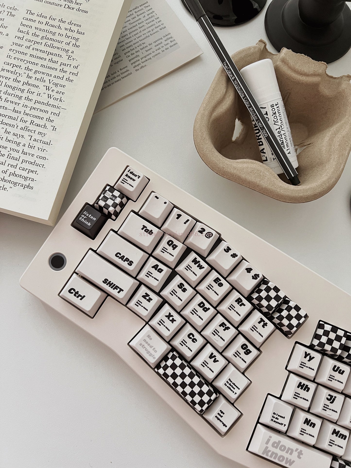 020 Black and White Pseudo Proposition Checkerboard Cherry Profile Keycaps Customized Designer Keycaps