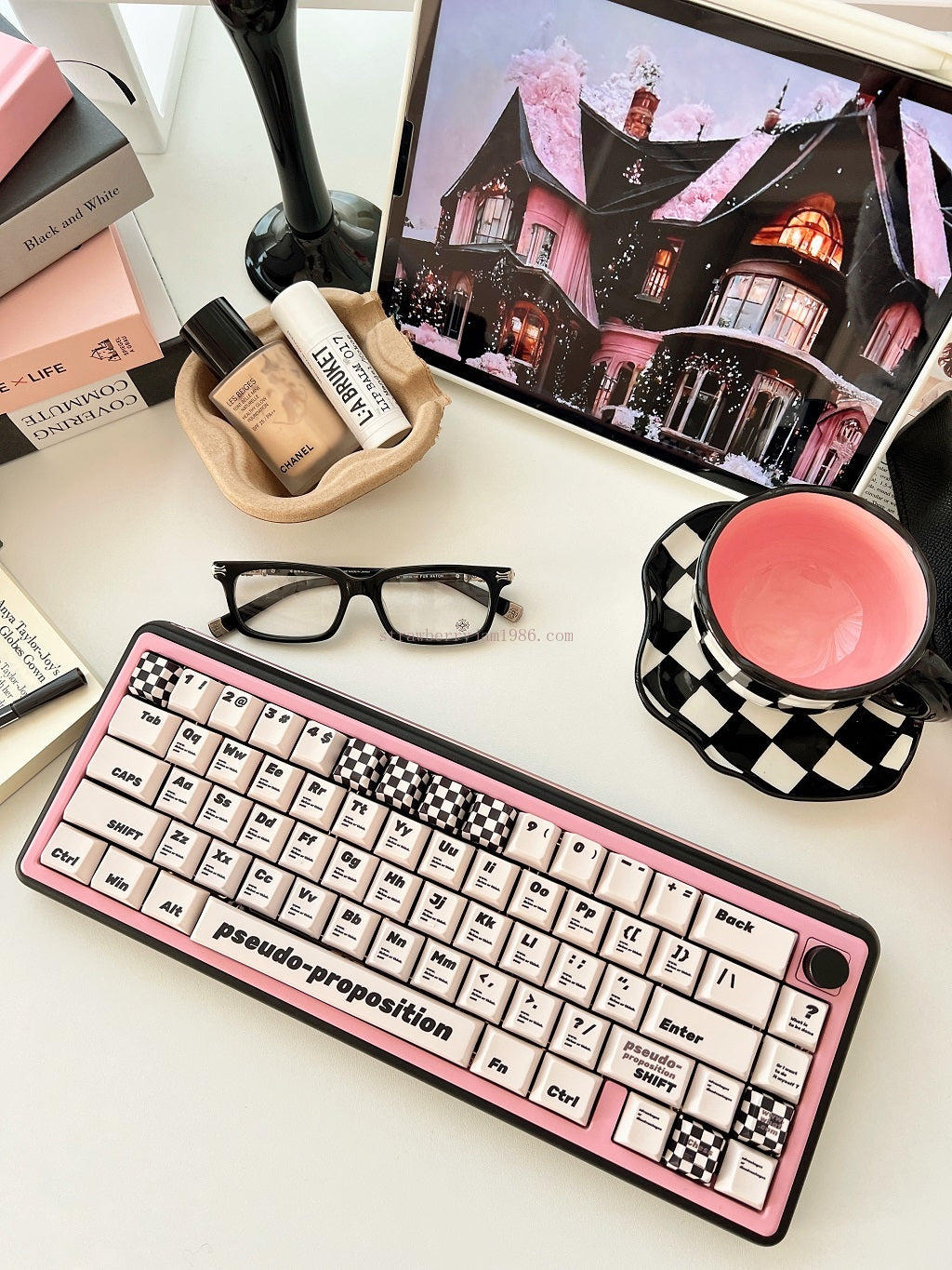 020 Black and White Pseudo Proposition Checkerboard Cherry Profile Keycaps Customized Designer Keycaps