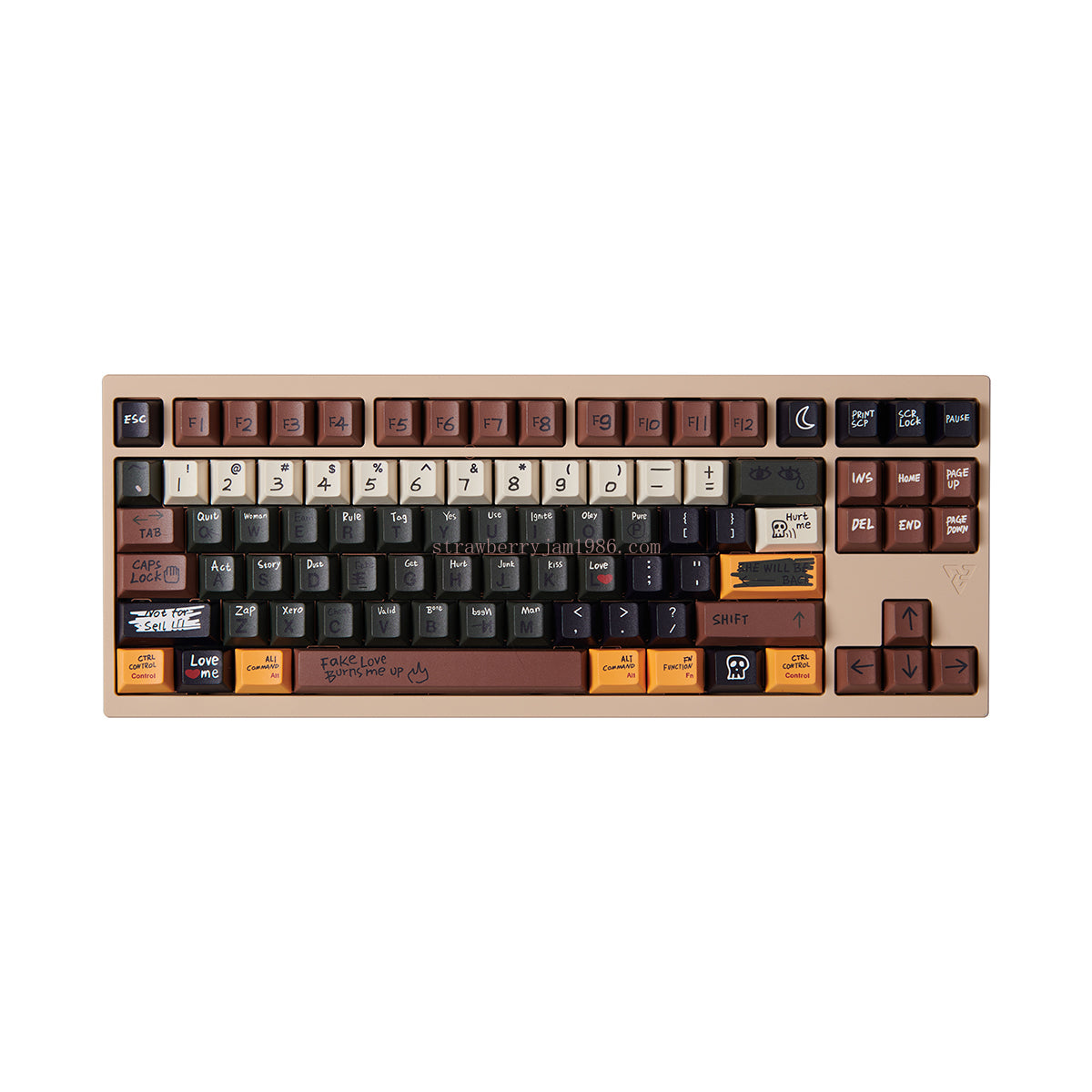 071 Love Story Retro Brown Green Black Dark Theme Cherry Profile Keycaps