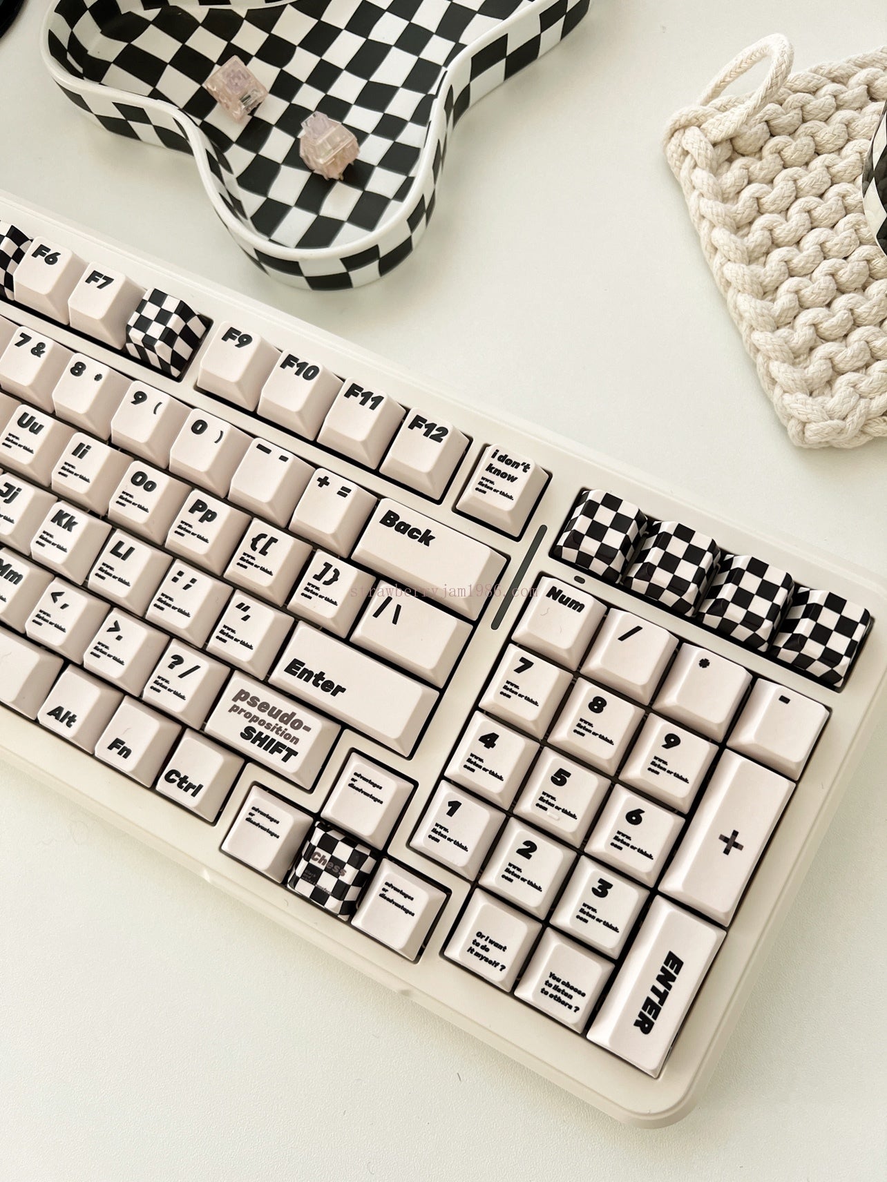 020 Black and White Pseudo Proposition Checkerboard Cherry Profile Keycaps Customized Designer Keycaps