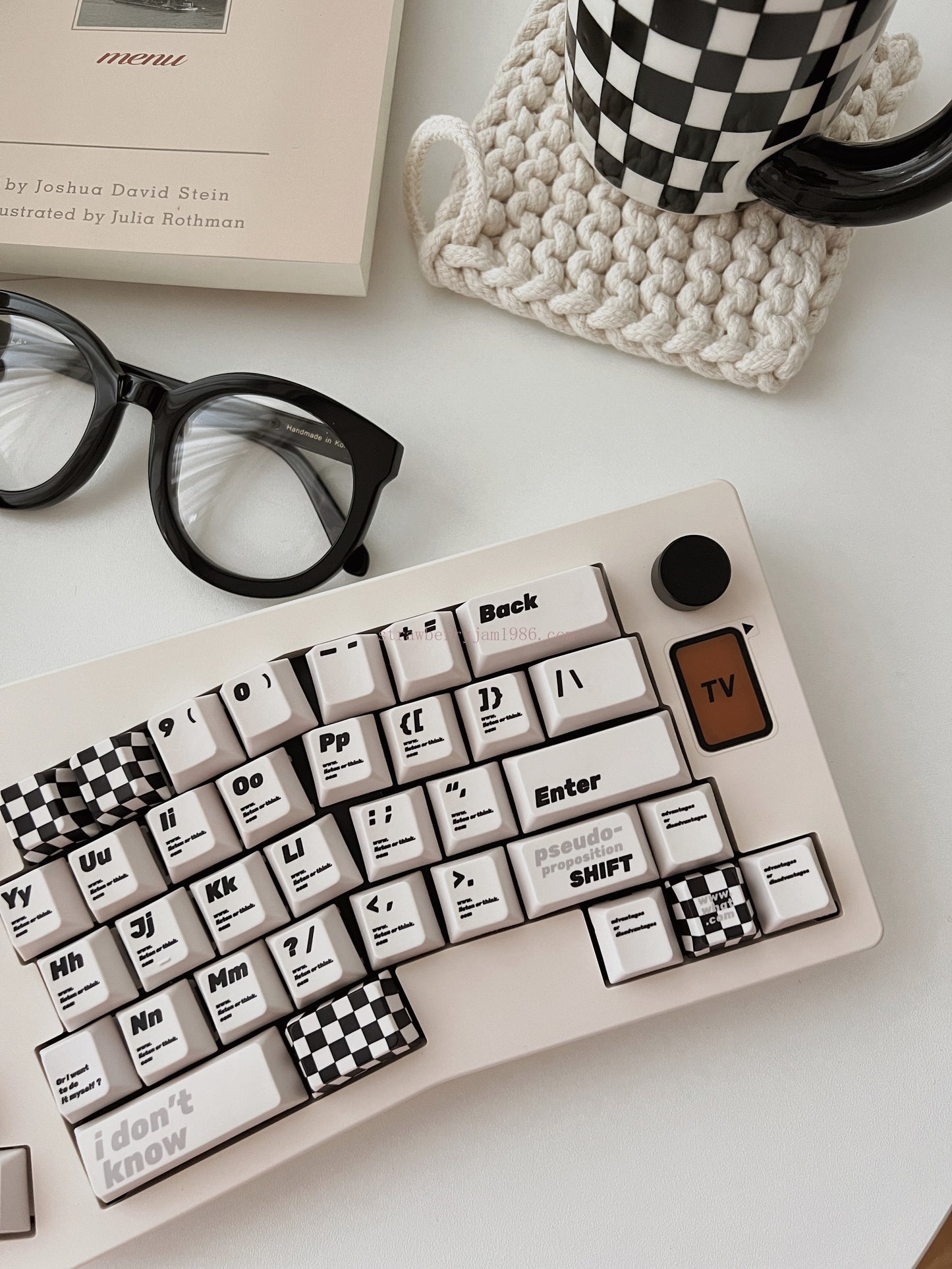 020 Black and White Pseudo Proposition Checkerboard Cherry Profile Keycaps Customized Designer Keycaps