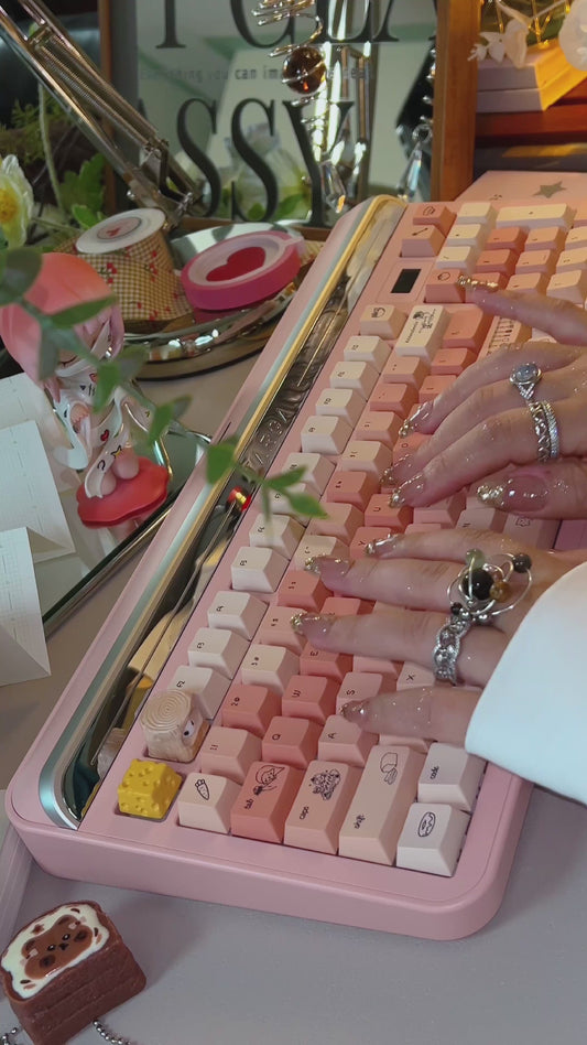 Preorder Prebuilt Aluminum Customized Mechanical Keyboard Targa98 Pink Set With Pink Keycap Set（not including artisans）