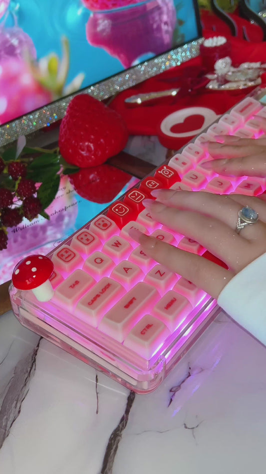 Unboxing Sample For Sales ONLY 1 Instock KiiBOOM Phantom64 Pink Keyboard With Strawberry Keycap Set