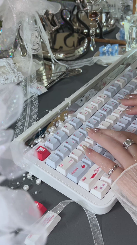 PREORDER Prebuilt Aluminum Customized Mechanical Keyboard Targa98 Cold White Silver Set