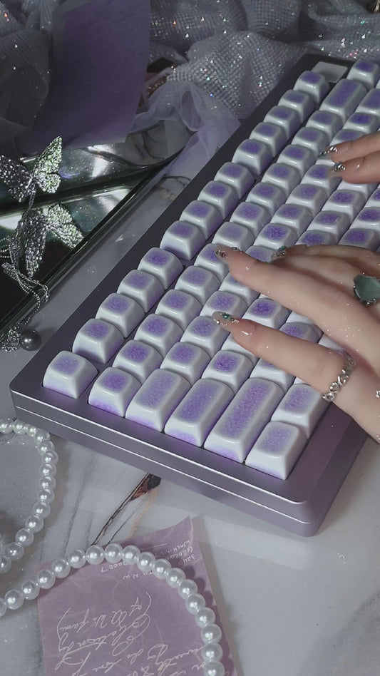 ONLY 1 Instock Prebuilt Aluminum Customized Mechanical Keyboard Silver Purple KiiBOOM Moonshadow kit With Ceramic Keycaps