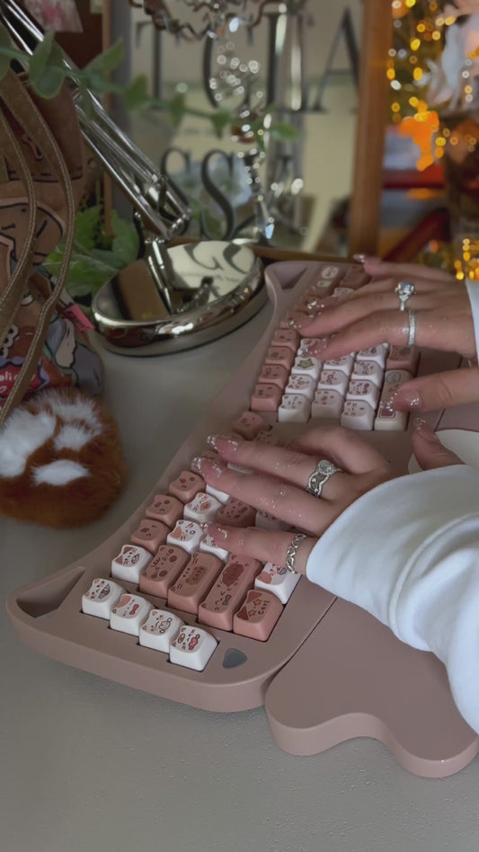 ONLY 1 Instock Prebuilt Aluminum Customized Mechanical Keyboard Corgi Alice Ergonomic Chocolate Set With Wristrest