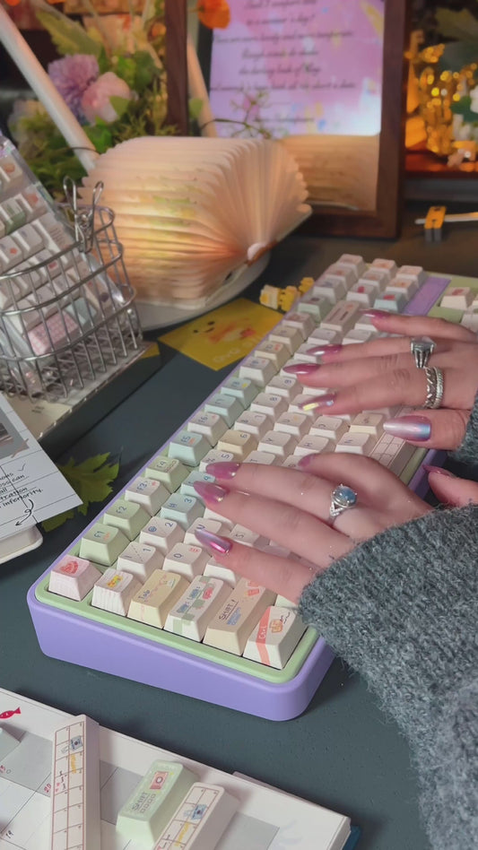 ONLY 1 instock Prebuilt Aluminum Customized Mechanical Keyboard Rose80 Green Purple Little Prince Set