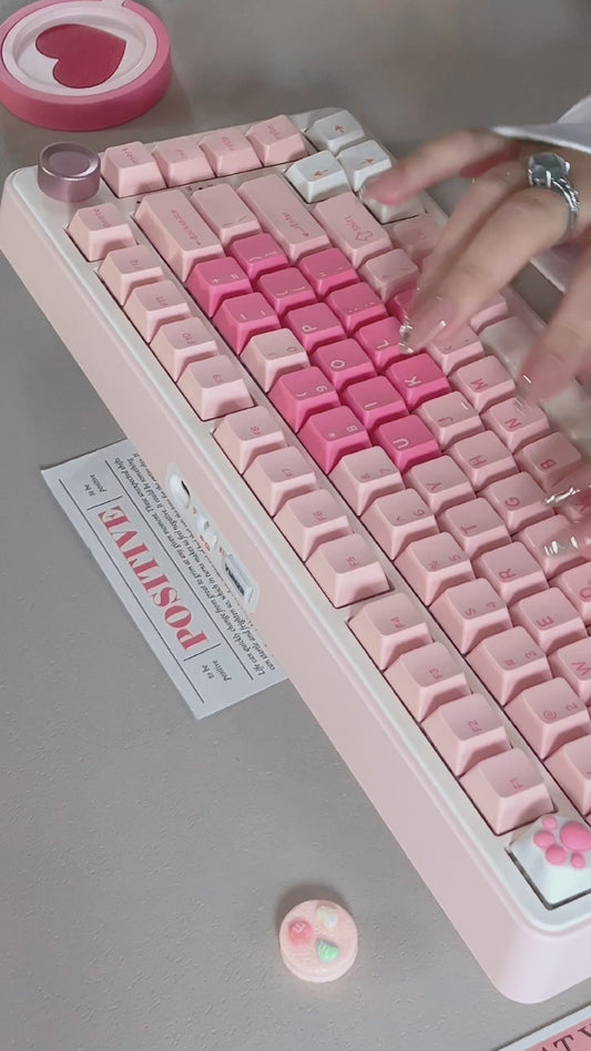 Unboxing Sample For Sales ONLY 1 Instock Pink Heart YUNZII B75 PRO Wireless Mechanical Keyboard,75% Layout with Knob,Hot Swap Gasket Custom Structure,Creamy Pre-lubed Switches,RGB Backlit,Bluetooth/Type-C/2.4G for Win/Mac(Milk Switch,Pink)