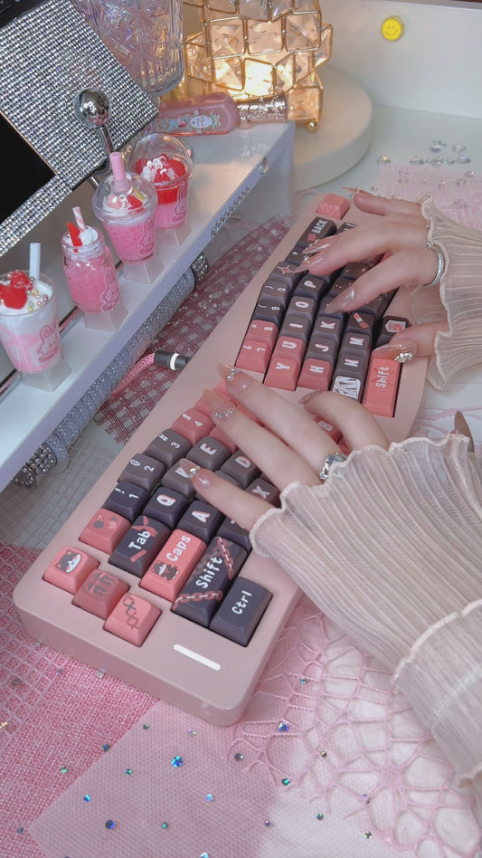 「Fully Assembled」Dimi Alice Creamy Pink Aluminum Ergonomic Mechanical Customized Keyboard