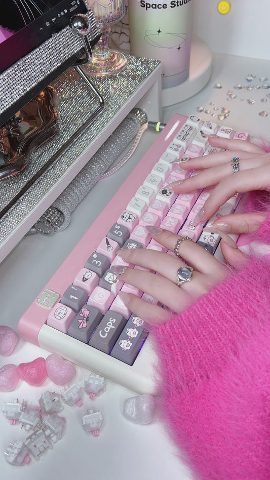 Fully Assembled JOJO N66 Milky Pink Customized Mechanical Keyboard