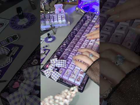 Unboxing Sample For Sales ONLY 1 Instock Feker Galaxy80 Purple Tri-Mode Mechanical Keyboard ➕Kuromi Themed Keycaps（not including Pad or black lace and bow decoration）